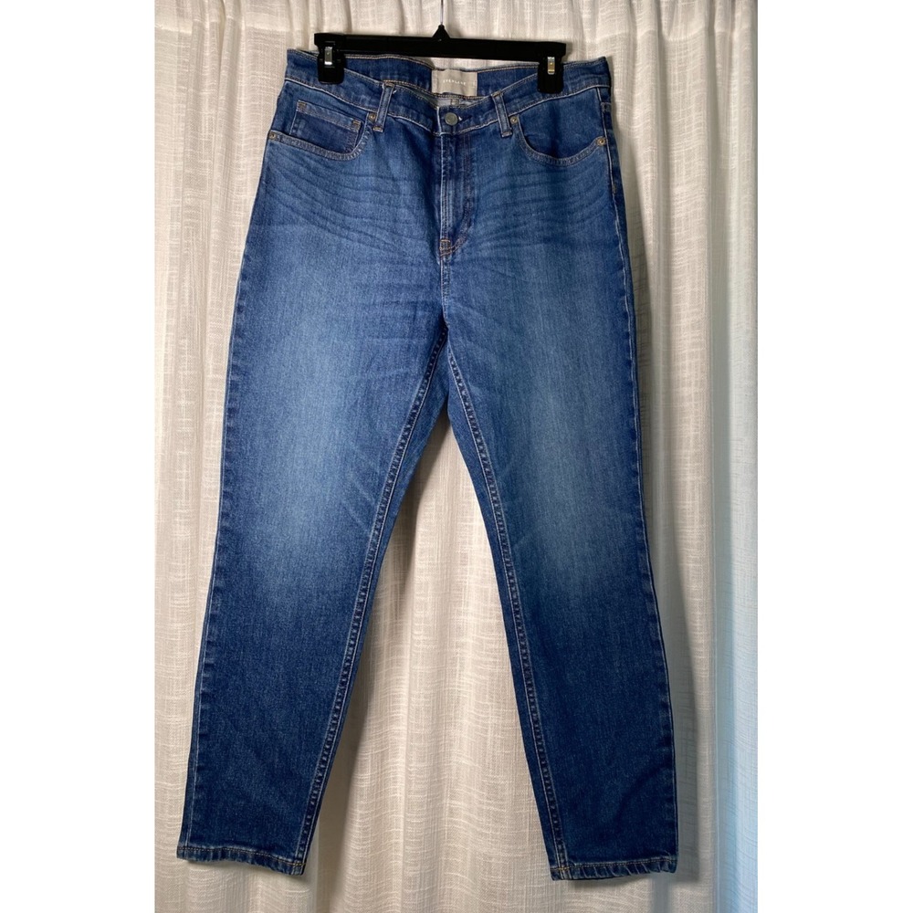 Everlane 139393 high waist straight leg jeans Women's Size 31 Ankle Medium Blue